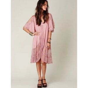 Free People Blush Pink Lace Detail Dress